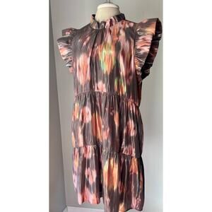 Shimmery Marie Oliver Metallic Tiered Taren Dress in Sapphire Size Large